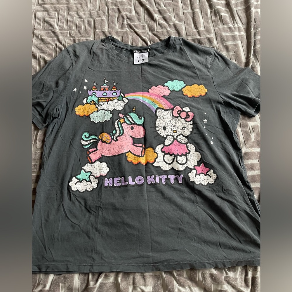 Zara Hello Kitty Tee with Unicorn and Rainbow